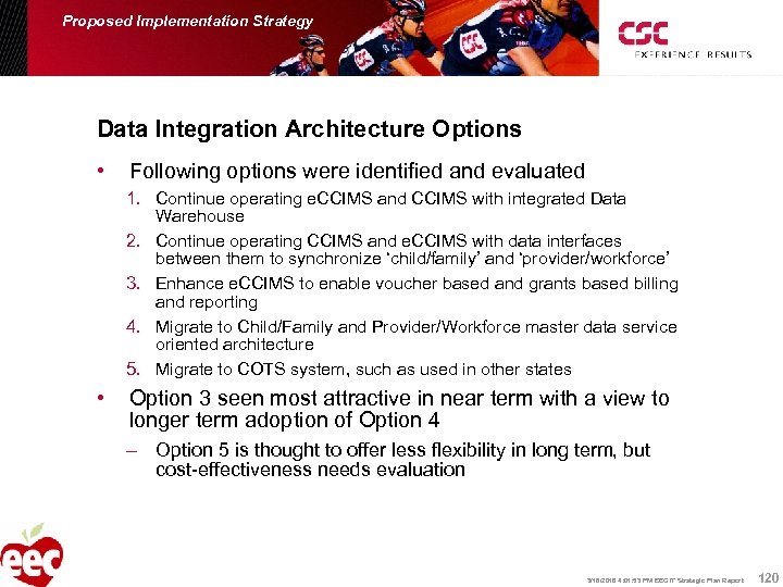 Proposed Implementation Strategy Data Integration Architecture Options • Following options were identified and evaluated