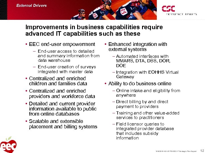 External Drivers Improvements in business capabilities require advanced IT capabilities such as these •
