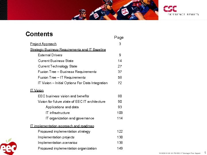 Contents Project Approach Page 3 Strategic Business Requirements and IT Baseline External Drivers 9