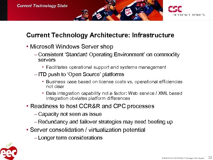 Current Technology State Current Technology Architecture: Infrastructure • Microsoft Windows Server shop – Consistent
