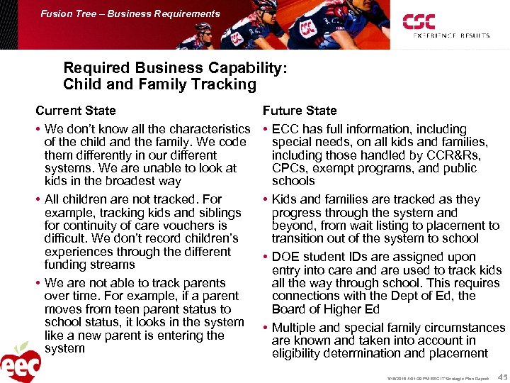 Fusion Tree – Business Requirements Required Business Capability: Child and Family Tracking Current State