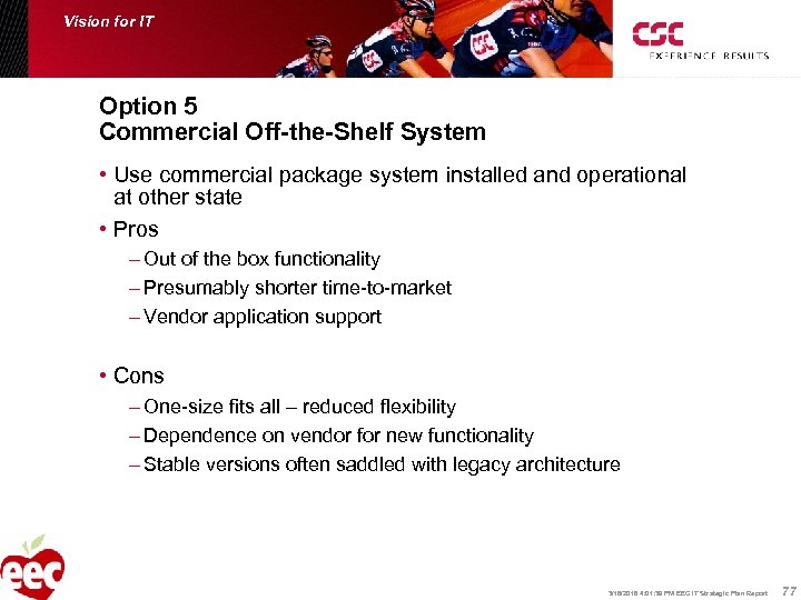 Vision for IT Option 5 Commercial Off-the-Shelf System • Use commercial package system installed