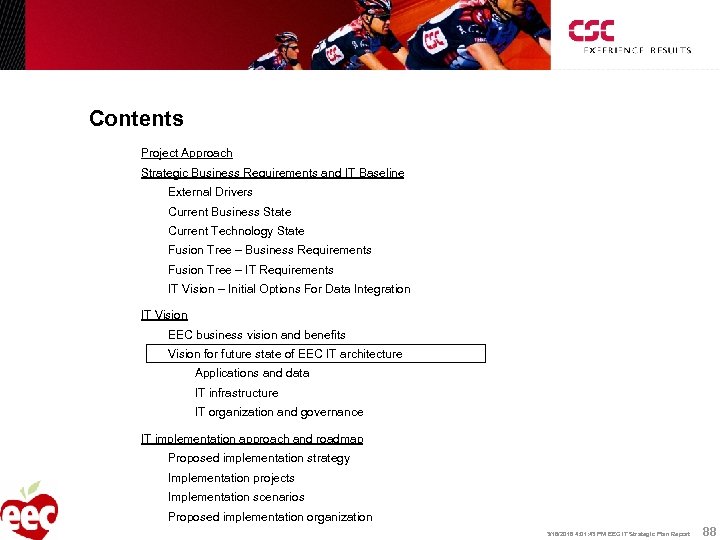 Contents Project Approach Strategic Business Requirements and IT Baseline External Drivers Current Business State