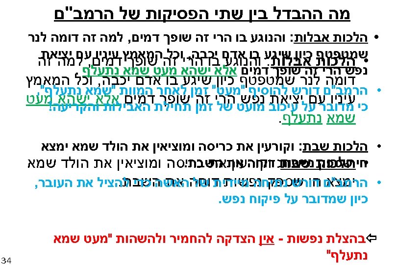  מה ההבדל בין שתי הפסיקות של הרמב