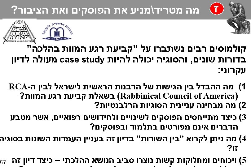  ז מה מטרידמניע את הפוסקים ואת הציבור? קולמוסים רבים נשתברו על 