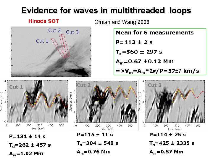Evidence for waves in multithreaded loops Hinode SOT Cut 2 Ofman and Wang 2008