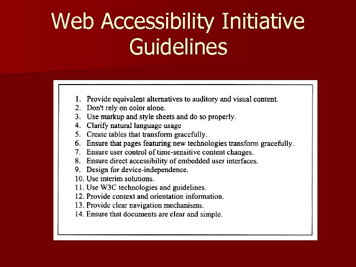 Web Accessibility Initiative Guidelines 