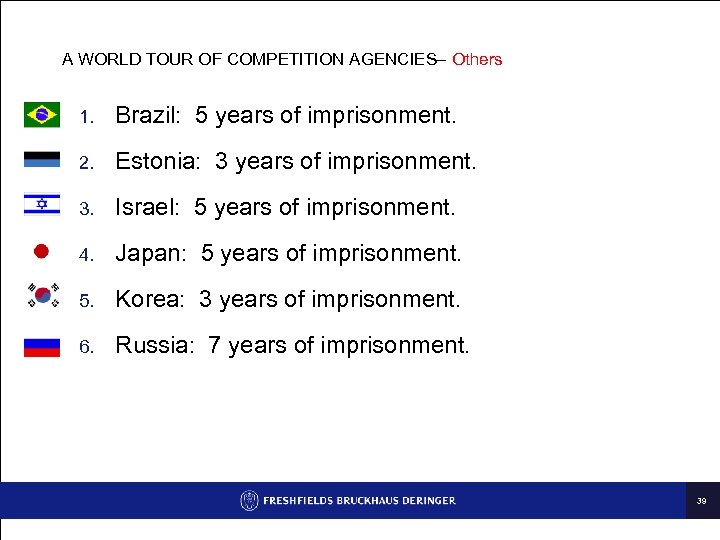 A WORLD TOUR OF COMPETITION AGENCIES– Others 1. Brazil: 5 years of imprisonment. 2.