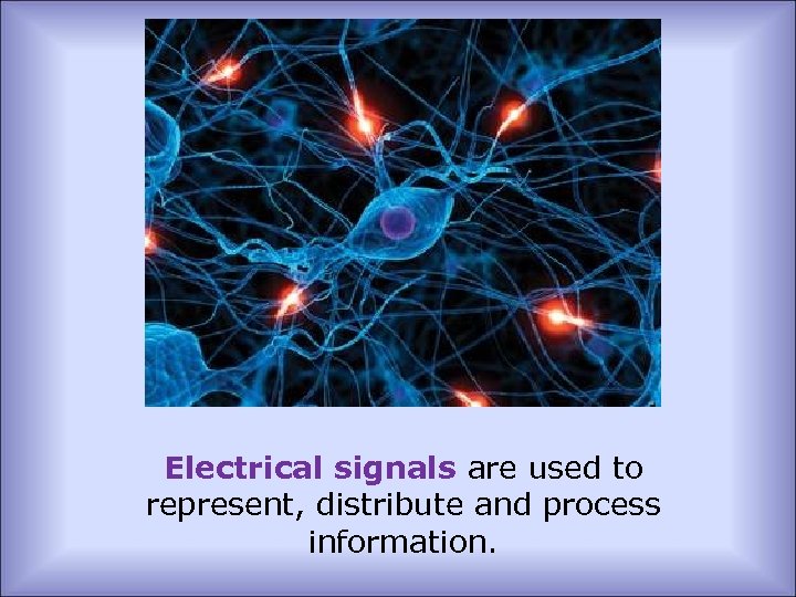 Electrical signals are used to represent, distribute and process information. 