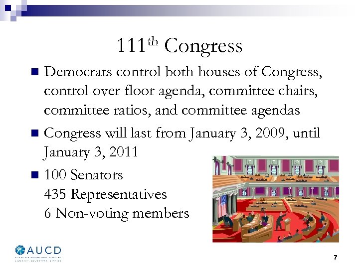 th 111 Congress Democrats control both houses of Congress, control over floor agenda, committee