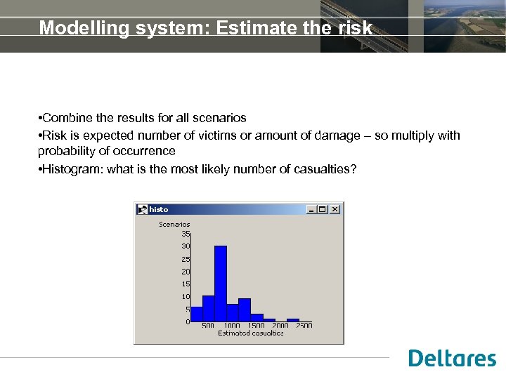Modelling system: Estimate the risk • Combine the results for all scenarios • Risk
