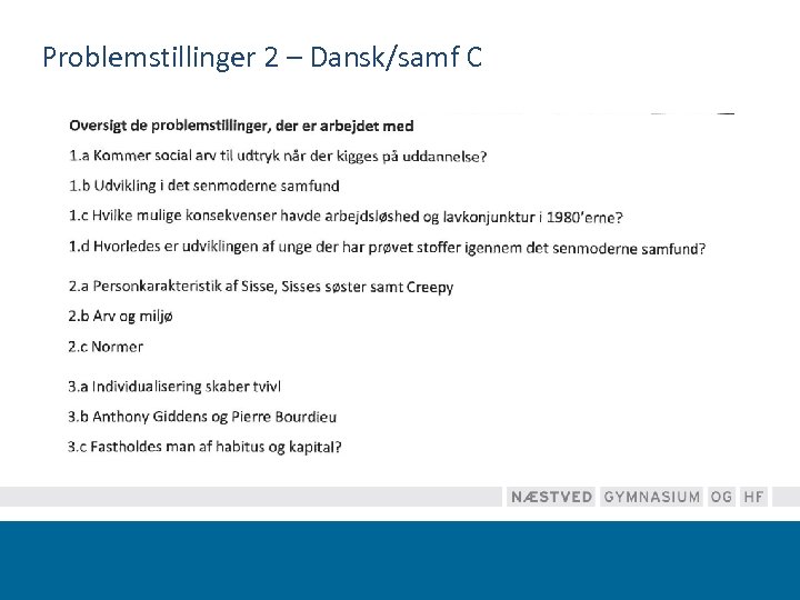 Problemstillinger 2 – Dansk/samf C 