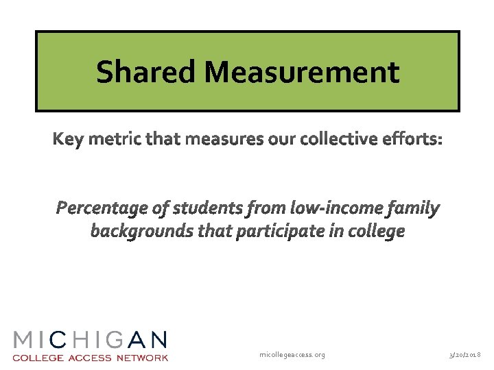 Shared Measurement micollegeaccess. org 3/20/2018 