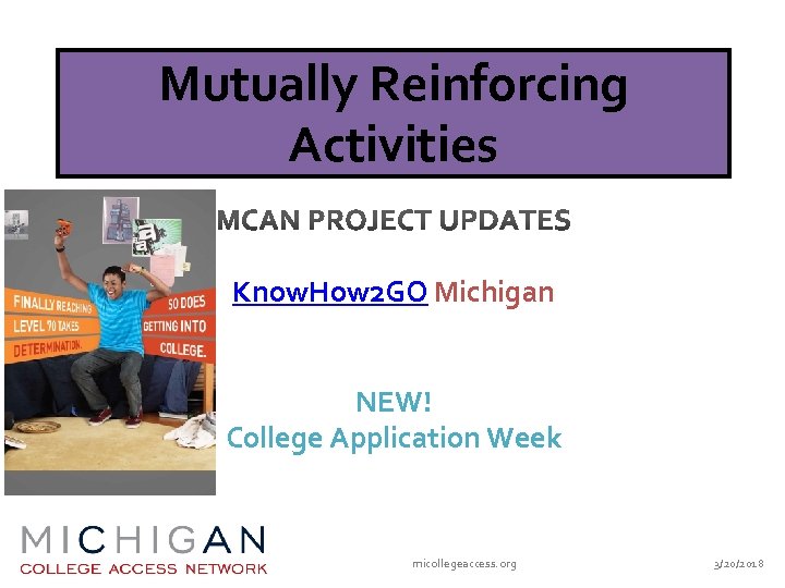 Mutually Reinforcing Activities Know. How 2 GO Michigan NEW! College Application Week micollegeaccess. org