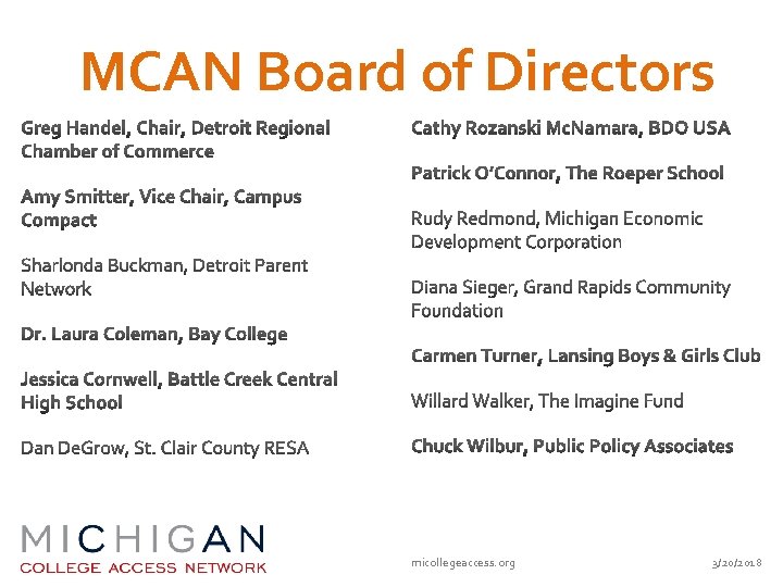 MCAN Board of Directors micollegeaccess. org 3/20/2018 