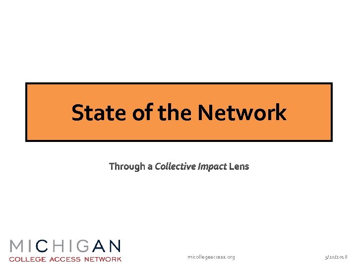 State of the Network micollegeaccess. org 3/20/2018 