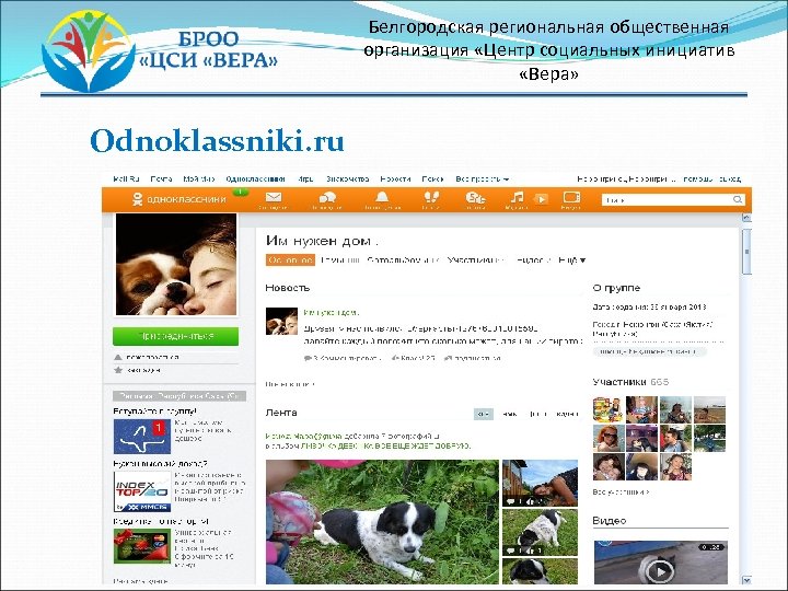 Белгородская региональная общественная организация «Центр социальных инициатив «Вера» Odnoklassniki. ru 14 