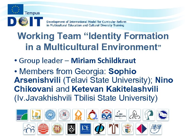 Working Team “Identity Formation in a Multicultural Environment” • Group leader – Miriam Schildkraut