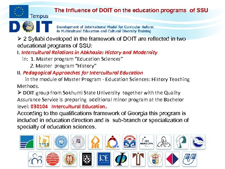 The Influence of DOIT on the education programs of SSU Ø 2 Syllabi developed