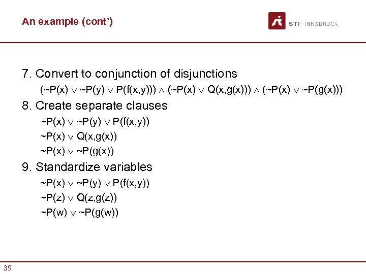 Intelligent Systems Predicate Logic 1 Copyright 10 Dieter