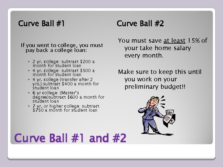 Curve Ball #1 If you went to college, you must pay back a college