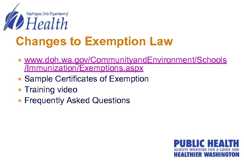 Preschool Child Care Immunization Requirements Department of Health Office