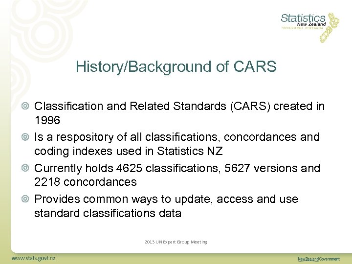 History/Background of CARS Classification and Related Standards (CARS) created in 1996 Is a respository