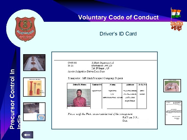 Voluntary Code of Conduct Precursor Control In India Driver’s ID Card 