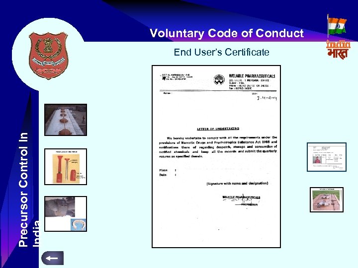 Voluntary Code of Conduct Precursor Control In India End User’s Certificate 