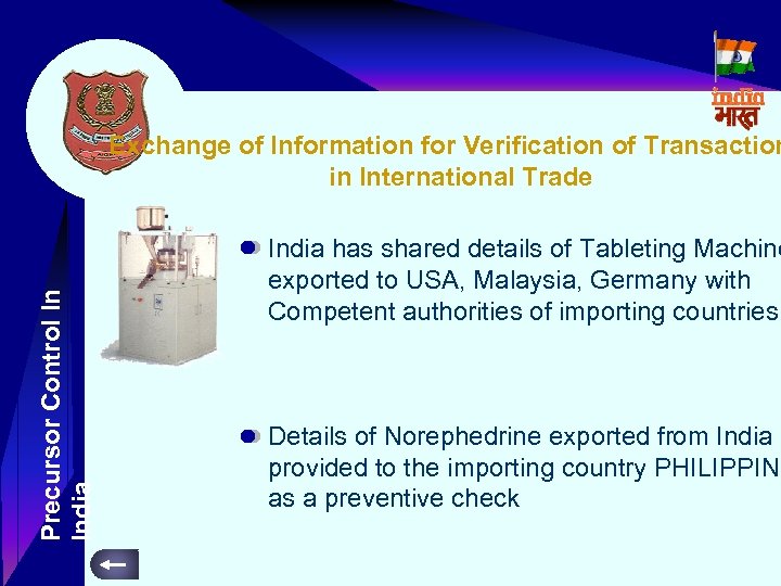 Precursor Control In India Exchange of Information for Verification of Transaction in International Trade
