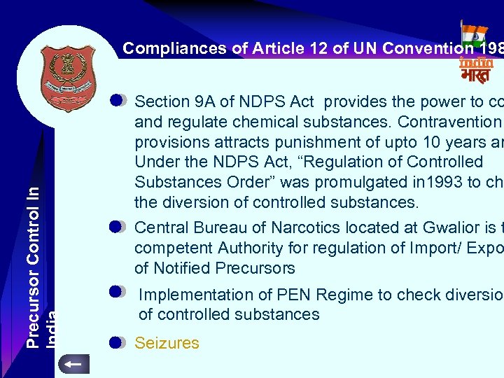 Precursor Control In India Compliances of Article 12 of UN Convention 198 Section 9