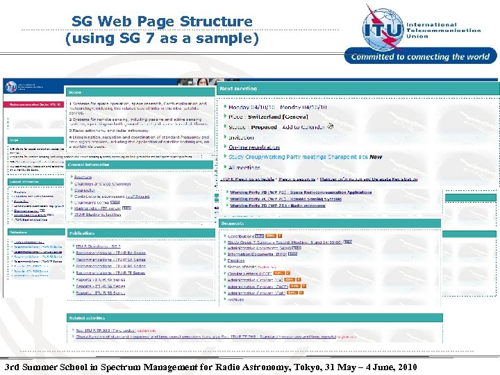 SG Web Page Structure (using SG 7 as a sample) 3 rd Summer School