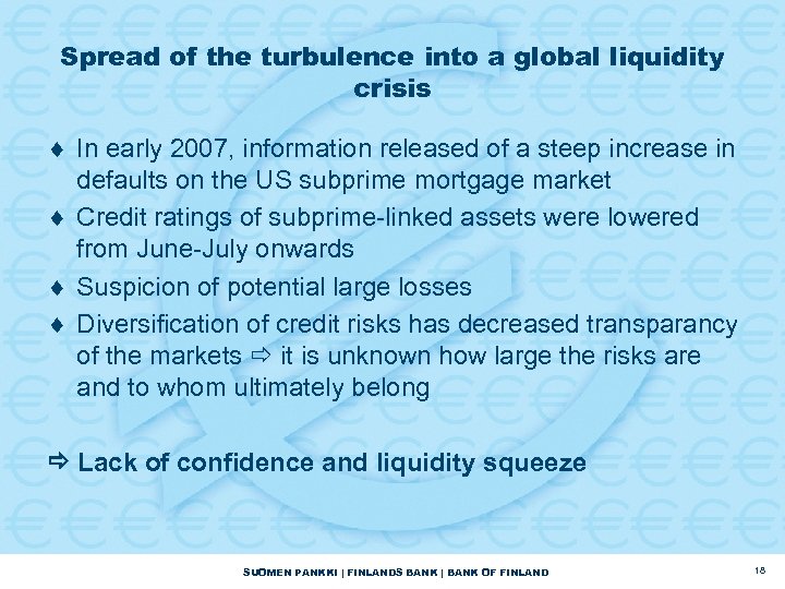 Spread of the turbulence into a global liquidity crisis ¨ In early 2007, information