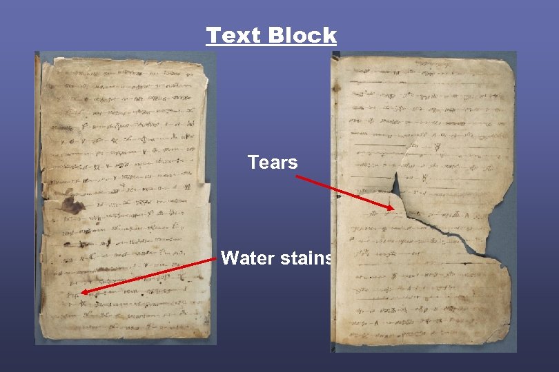 Text Block Tears Water stains 