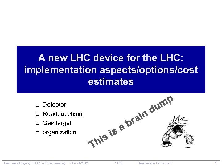 A new LHC device for the LHC: implementation aspects/options/cost estimates q q Detector Readout