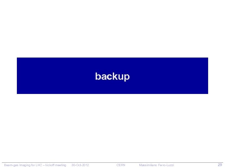 backup Beam-gas Imaging for LHC – kickoff meeting 30 -Oct-2012 CERN Massimiliano Ferro-Luzzi 29