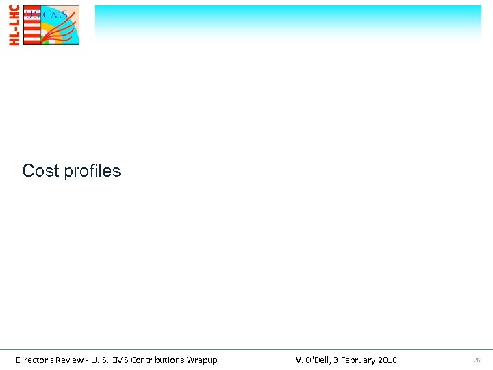 Cost profiles Director's Review - U. S. CMS Contributions Wrapup V. O'Dell, 3 February