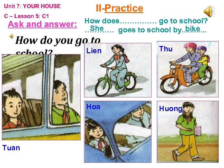 Unit 7: YOUR HOUSE C – Lesson 5: C 1 II-Practice Ask and answer: