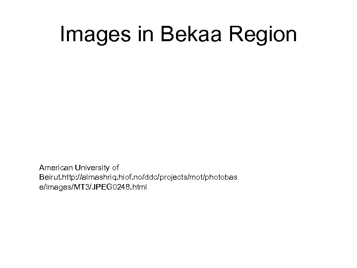 Images in Bekaa Region American University of Beirut. http: //almashriq. hiof. no/ddc/projects/mot/photobas e/images/MT 3/JPEG
