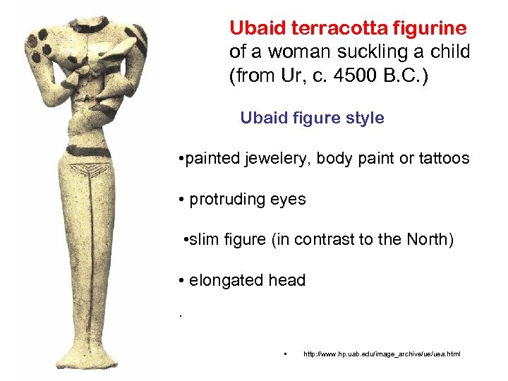 Ubaid terracotta figurine of a woman suckling a child (from Ur, c. 4500 B.