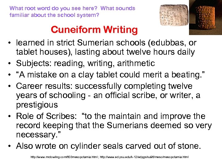 What root word do you see here? What sounds familiar about the school system?