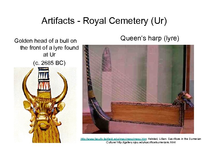 Artifacts Royal Cemetery (Ur) Golden head of a bull on the front of a