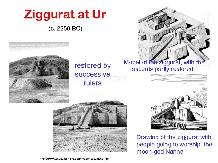Ziggurat at Ur (c. 2250 BC) restored by successive rulers Model of the ziggurat,