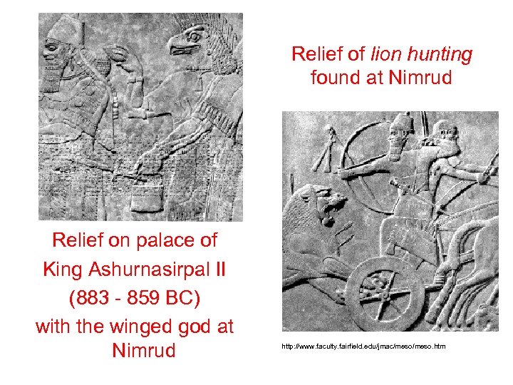 Relief of lion hunting found at Nimrud Relief on palace of King Ashurnasirpal II