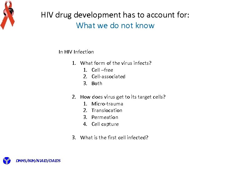 HIV drug development has to account for: What we do not know In HIV