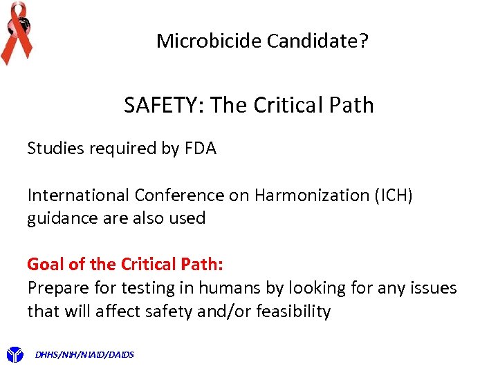 Microbicide Candidate? SAFETY: The Critical Path Studies required by FDA International Conference on Harmonization