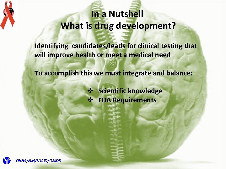 In a Nutshell What is drug development? Identifying candidates/leads for clinical testing that will