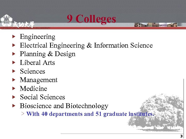 9 Colleges Engineering Electrical Engineering & Information Science Planning & Design Liberal Arts Sciences