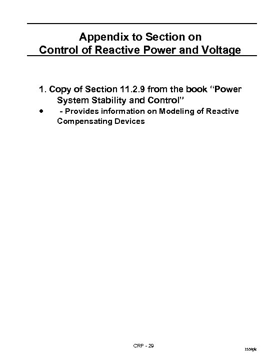 Appendix to Section on Control of Reactive Power and Voltage 1. Copy of Section