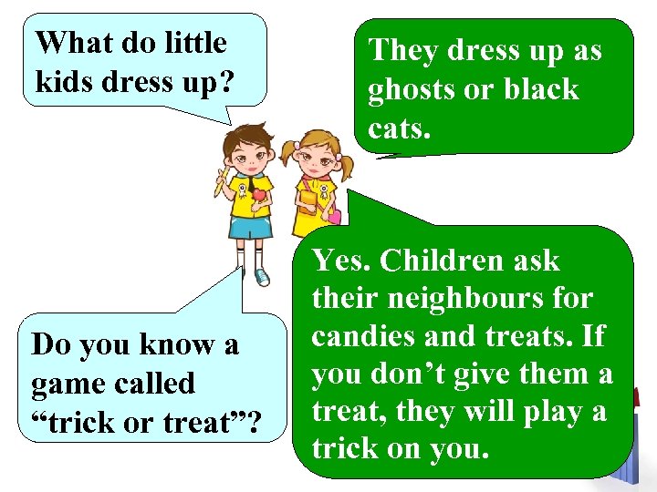 What do little kids dress up? Do you know a game called “trick or